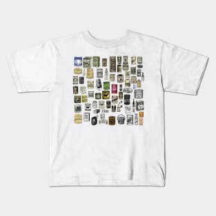 Vintage Victorian food cans collage Kids T-Shirt